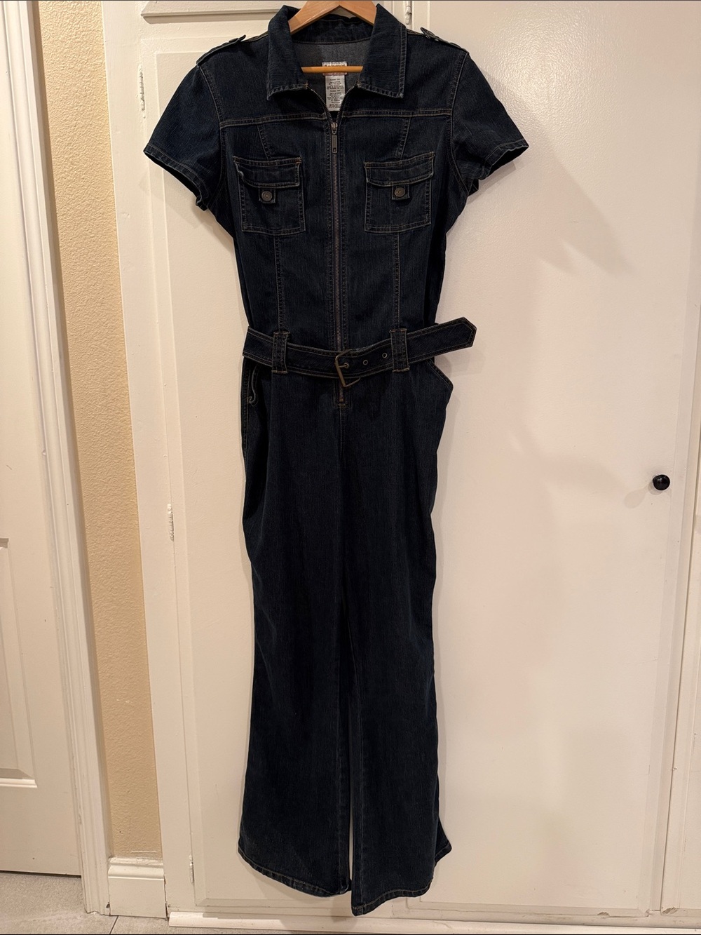 No Boundaries Black Denim Jumpsuit with Belt